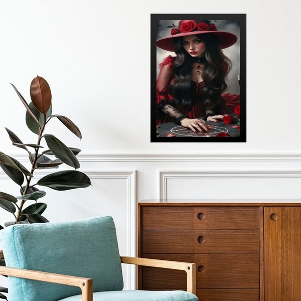 Quadro Umbanda Dama Da Noite Do Cabaré 33x24cm Moldura Branca