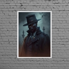 Quadro Umbanda Exu Capa Preta 24x18cm - Com Vidro Moldura:mad