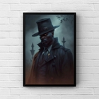 Quadro Umbanda Exu Capa Preta 45x34cm Moldura:madeira Preta