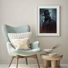 Quadro Umbanda Exu Capa Preta - 60x48cm Moldura:madeira Preta