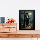 Quadro Umbanda Exu Do Cruzeiro 24x18cm - Com Vidro Moldura Pr