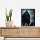 Quadro Umbanda Exu Gato Preto 33x24cm - Com Vidro Moldura Bra