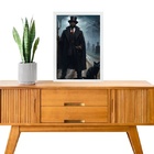 Quadro Umbanda Exu Gato Preto 45x34cm Moldura Preta