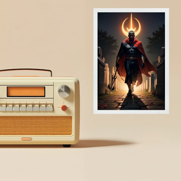 Quadro Umbanda Exu Tiriri 33x24cm - Com Vidro Moldura Preta