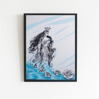 Quadro Umbanda Figura Iemanjá 24x18cm Moldura:madeira Preta