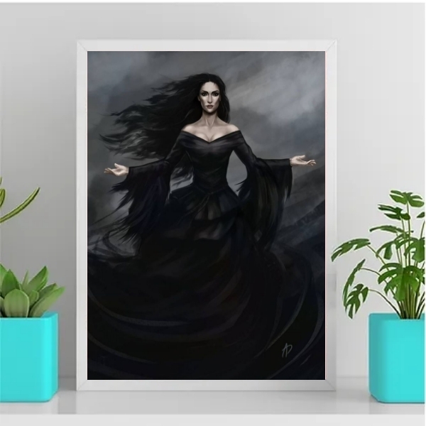 Quadro Umbanda Maria Mulambo 45x34cm Moldura:madeira Branca