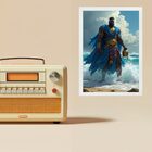 Quadro Umbanda Ogum Beira Mar 24x18cm - Com Vidro Moldura Pre