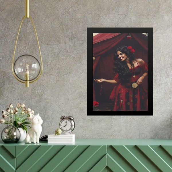 Quadro Umbanda Pombagira Cigana 33x24cm - Com Vidro Moldura:m