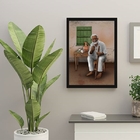 Quadro Umbanda Preto Velho 24x18cm Moldura:madeira Branca