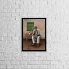 Quadro Umbanda Preto Velho 33x24cm - Com Vidro Moldura:madeir