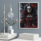 Quadro Umbanda Rosa Caveira - Pombagira 24x18cm Moldura Branca