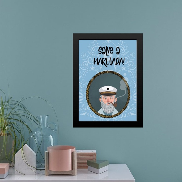 Quadro Umbanda Salve A Marujada 33x24cm - Com Vidro Moldura:m