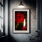 Quadro Umbanda Vela E Rosa Vermelha - 60x48cm Moldura:madeira