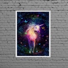 Quadro Unicórnio Mágico Com Borboletas 45x34cm Moldura:madeir