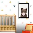 Quadro Ursinho Chicletes 24x18cm - Com Vidro Moldura:madeira