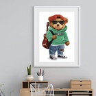 Quadro Urso Moda Fashion - 60x48cm Moldura:madeira Branca