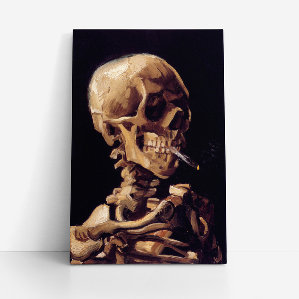Quadro Van Gogh Caveira Com Cigarro Aceso Canvas 120x80cm