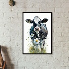 Quadro Vaquinha Floral - Aquarela 33x24cm Moldura:madeira Bra