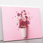 Quadro Vaso De Flores Rosa Minimalista Canvas 60x40cm