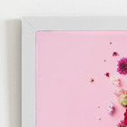 Quadro Vaso Flores Rosa Minimalista Moldura Branca 60x40cm