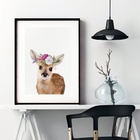 Quadro Veadinho Baby - 60x48cm Moldura:madeira Branca