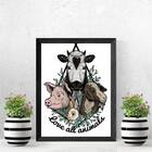 Quadro Vegetariano Love All Animals 24x18cm - Com Vidro Moldu