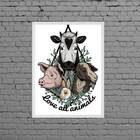Quadro Vegetariano Love All Animals 24x18cm Moldura:madeira P