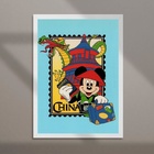 Quadro Viagem Para A China 24x18cm - Com Vidro Moldura Branca