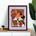 Quadro Viagem Para A Itália 33x24cm - Com Vidro Moldura Preta