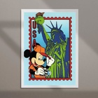 Quadro Viagem Para Os Estados Unidos 33x24cm - Com Vidro Mold