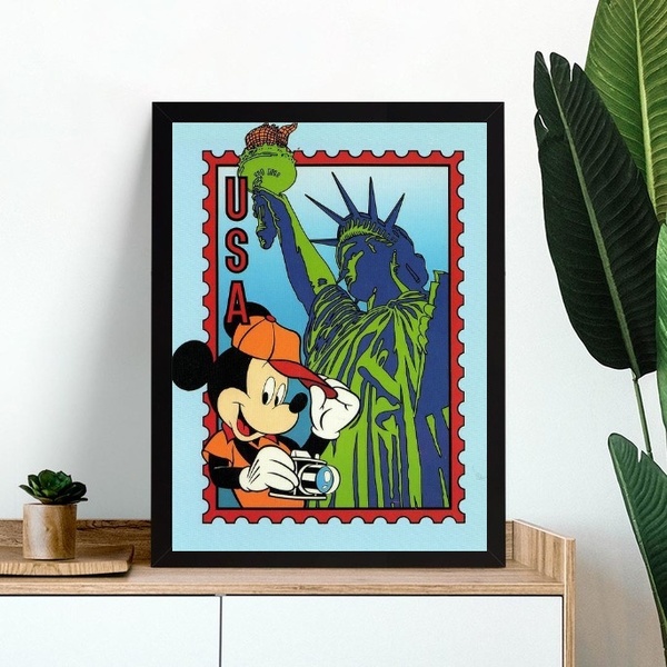 Quadro Viagem Para Os Estados Unidos 45x34cm - Com Vidro Mold