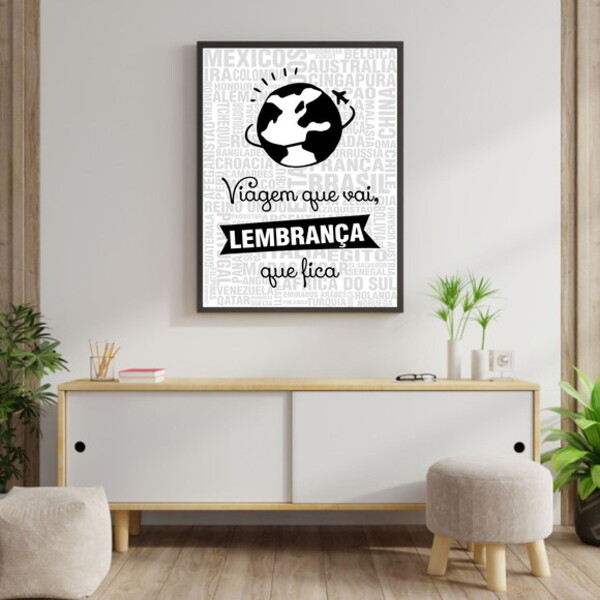 Quadro Viagem Que Vai, Lembrança Que Fica 45x34cm - Com Vidro