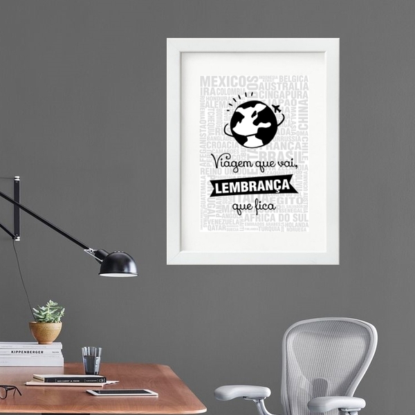Quadro Viagem Vai Lembrança Fica - 60x48cm Moldura:madeira Pr