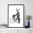 Quadro Vintage Alce Com Bicicleta 45x34cm - Com Vidro Moldura