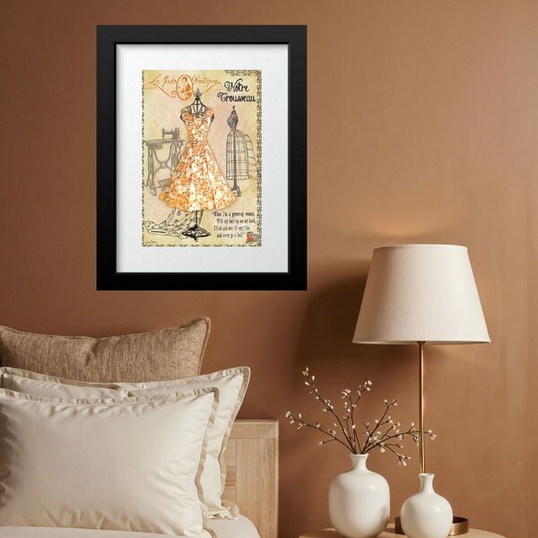 Quadro Vintage Atelier Vestido - 60x48cm Moldura Branca