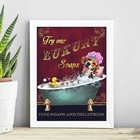 Quadro Vintage Banheiro Beagle 24x18cm Moldura:madeira Branca