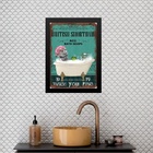 Quadro Vintage Banheiro Gato 24x18cm Moldura:madeira Branca