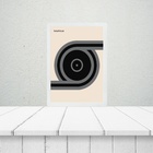 Quadro Vintage Bauhaus Cinza - Disco 33x24cm - Com Vidro Mold