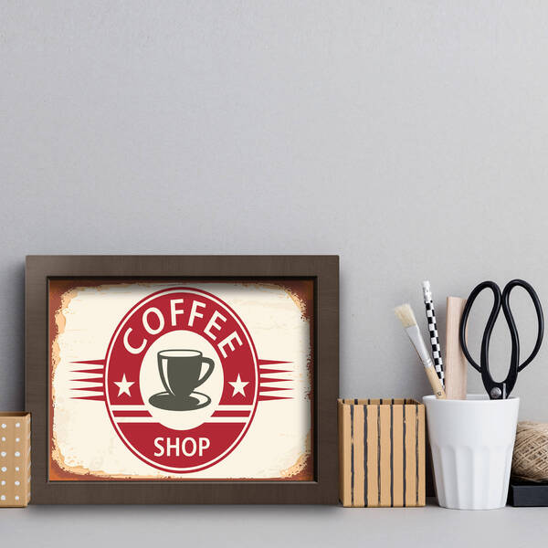 Quadro Vintage Café Coffee Shop 22x32cm Moldura Marrom