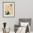 Quadro Vintage Carta Antiga Passarinho - 60x48cm Moldura:made