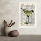 Quadro Vintage Coquetel Marguerita 24x18cm - Com Vidro Moldur