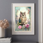 Quadro Vintage Coruja  - 60x48cm Moldura Preta