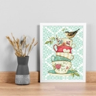 Quadro Vintage Cozinha Xícaras Com Passarinho 45x34cm - Com V