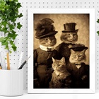 Quadro Vintage Foto Família Gato 33x24cm Moldura Branca