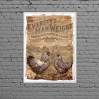 Quadro Vintage Galinhas Country 33x24cm - Com Vidro Moldura:m