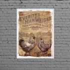 Quadro Vintage Galinhas Country 45x34cm - Com Vidro Moldura:m