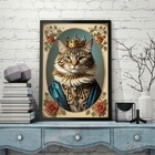 Quadro Vintage - Gatinha Rainha 24x18cm Moldura:madeira Branca