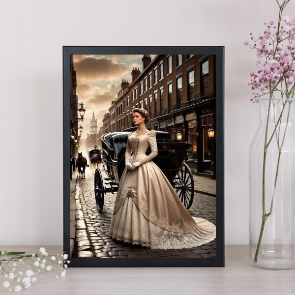 Quadro Vintage Girafa Com Passarinho 24x18cm - Com Vidro Mold