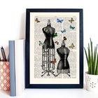 Quadro Vintage Manequins Costura Borboletas 33x24cm Moldura:m