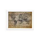 Quadro Vintage Mapa Antigo Meridional Moldura Branca 33x43cm